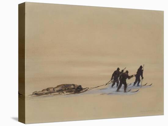 Sledge Hauling on Ski. A Grey Day on the Great Ice Barrier, 1903-Edward Adrian Wilson-Premier Image Canvas
