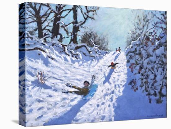 Sledging, Calke Abbey, Ticknall, Derby, 2021 (Oil on Canvas)-Andrew Macara-Premier Image Canvas