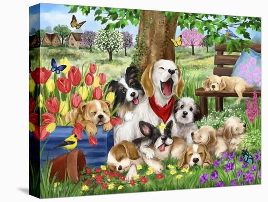 Sleepy Dogs in Garden-MAKIKO-Premier Image Canvas