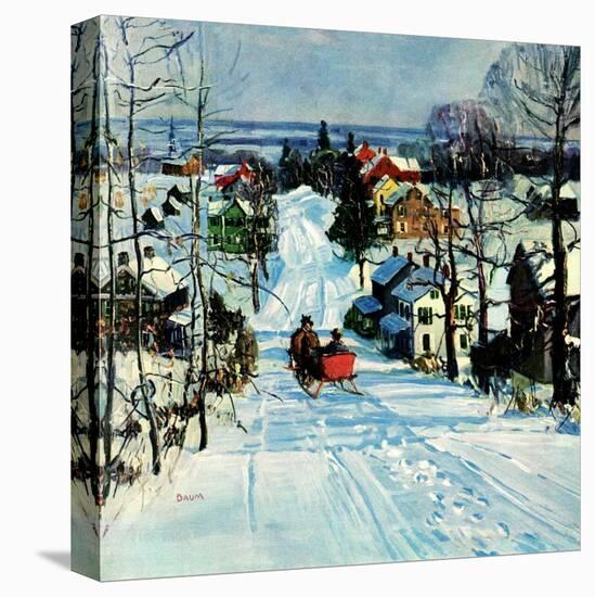 "Sleigh on Snowy Village Street,"February 1, 1931-Walter Baum-Premier Image Canvas