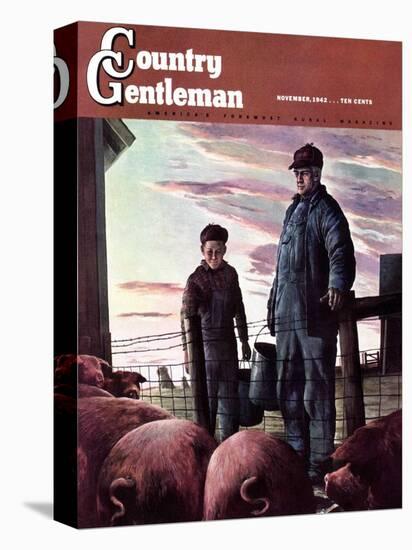 "Slopping the Pigs," Country Gentleman Cover, November 1, 1942-Robert Riggs-Premier Image Canvas