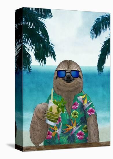 Sloth on Summer Holidays-Barruf-Stretched Canvas