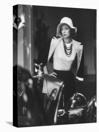 Slouch Hat in Garbo Tradition Made of White Satin For Cocktail Outfit-Gordon Parks-Premier Image Canvas