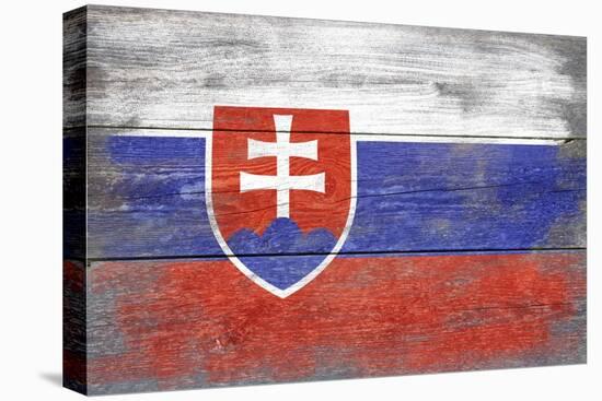 Slovakia Country Flag - Barnwood Painting-Lantern Press-Stretched Canvas