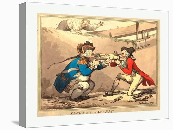 Slugs in a Sawpit, 1791, Hand-Colored Etching, Rosenwald Collection-Thomas Rowlandson-Premier Image Canvas