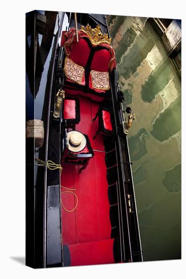 Small Canal Red Black Gondola Close-Up Boat Reflection, Venice, Italy-William Perry-Premier Image Canvas