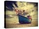 Small Fishing Boat on Shore of the Baltic Sea, Vintage Retro Instagram Style.-Maciej Bledowski-Premier Image Canvas