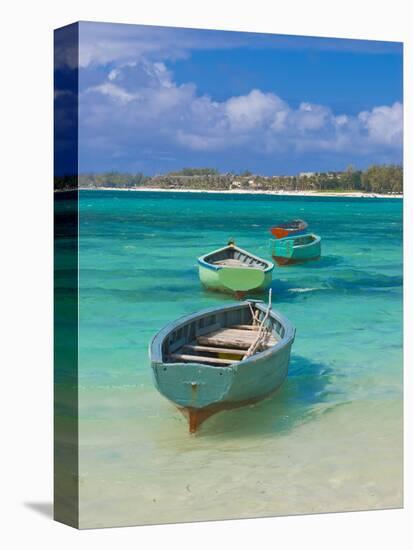 Small Fishing Boats in the Turquoise Sea, Mauritius, Indian Ocean, Africa-null-Premier Image Canvas
