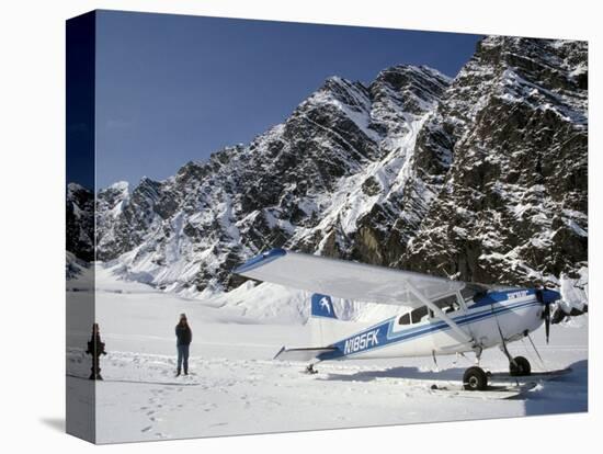 Small Plane Landed on Glacier in Denali National Park, Alaska, USA-James Gritz-Premier Image Canvas