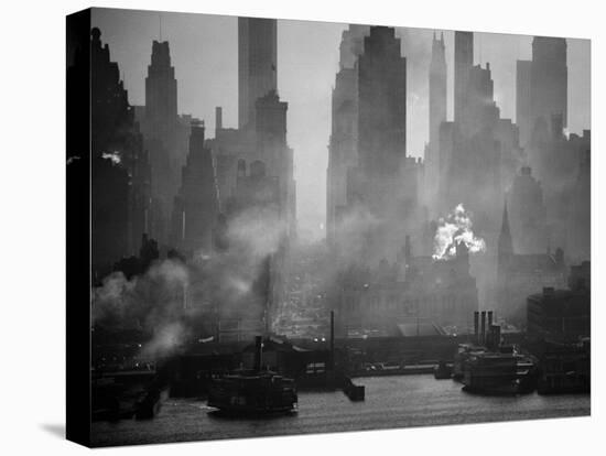 Smoggy Waterfront Skyline of New York City as Seen from the Shores of New Jersey-Andreas Feininger-Premier Image Canvas