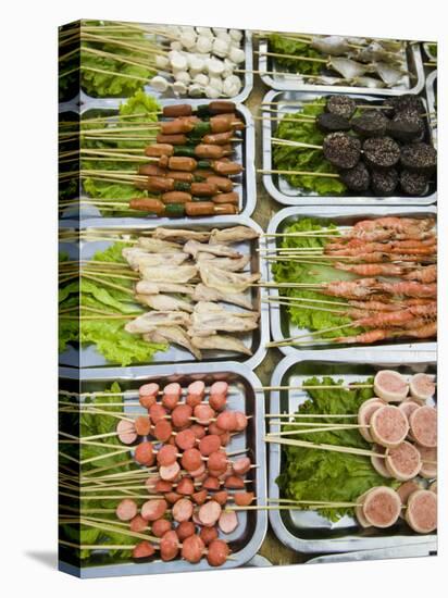 Snacks at Outdoor Grill Stand, Old Town, Lijiang, Yunnan Province, China-Walter Bibikow-Premier Image Canvas