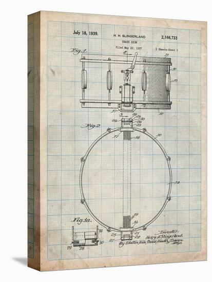 Snare Drum Instrument Patent-Cole Borders-Stretched Canvas