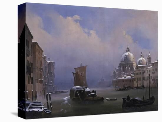 Snow and Fog in Venice (Grand Canal and Church of the Salute)-Ippolito Caffi-Stretched Canvas