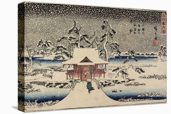 Snow at Benzaiten Shrine in the Pond of Inokashira, 1843-1847-Utagawa Hiroshige-Premier Image Canvas