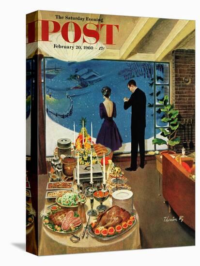 "Snow Buffet Party," Saturday Evening Post Cover, February 20, 1960-Thornton Utz-Premier Image Canvas