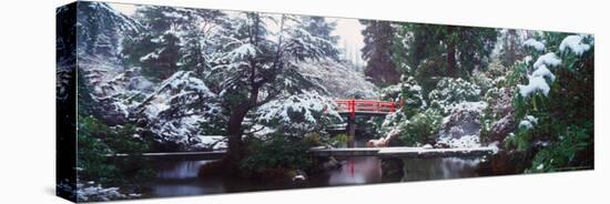 Snow Covered Bridge in the Kabota Garden, Seattle, Washington, USA-Terry Eggers-Premier Image Canvas