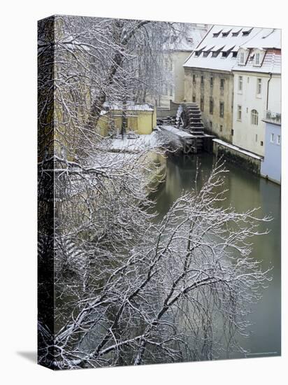Snow-Covered Certovka Canal and Water Wheel at Kampa Island, Czech Republic, Europe-Richard Nebesky-Premier Image Canvas