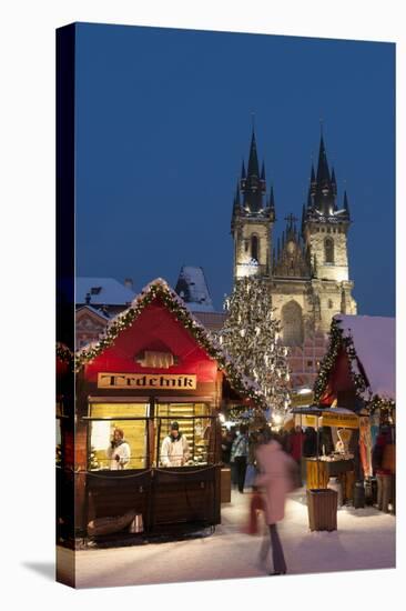 Snow-Covered Christmas Market and Tyn Church, Old Town Square, Prague, Czech Republic, Europe-Richard Nebesky-Premier Image Canvas