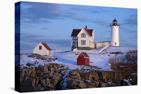 Snow Covered Lighthouse during Holiday Season in Maine.-Allan Wood Photography-Premier Image Canvas