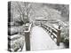 Snow-Covered Moon Bridge, Portland Japanese Garden, Oregon, USA-William Sutton-Premier Image Canvas