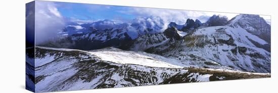Snow covered mountain range against cloudy sky, Bugaboo Provincial Park, British Columbia, Canada-Panoramic Images-Premier Image Canvas