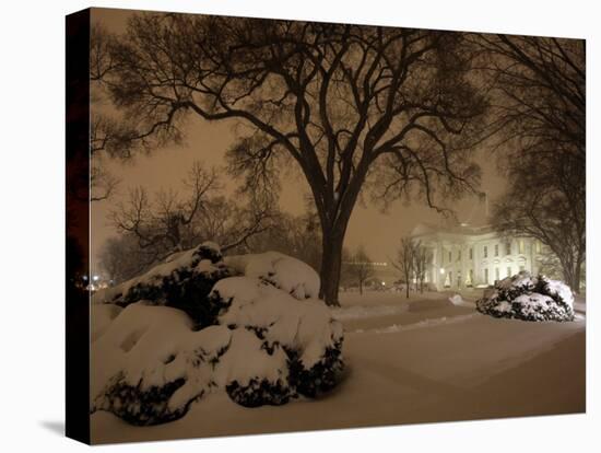 Snow Covers the Lawn in Front of the White House in Washington-null-Premier Image Canvas