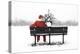 Snow Father Christmas Sitting on Park Bench-null-Premier Image Canvas