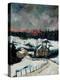 Snow in Sechery Village Ardennes-Pol Ledent-Stretched Canvas