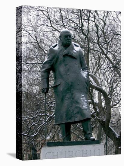 Snow is Seen on a Statue of the Late British Prime Minister Sir Winston Churchill-Matt Dunham-Premier Image Canvas