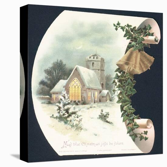 Snow Scene and Church, Christmas Card-null-Premier Image Canvas