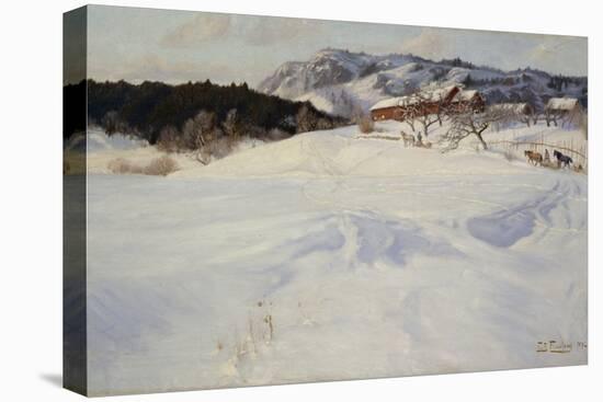 Snow scene with sledge, Fleksum, 1892 oil on board-Fritz Thaulow-Premier Image Canvas