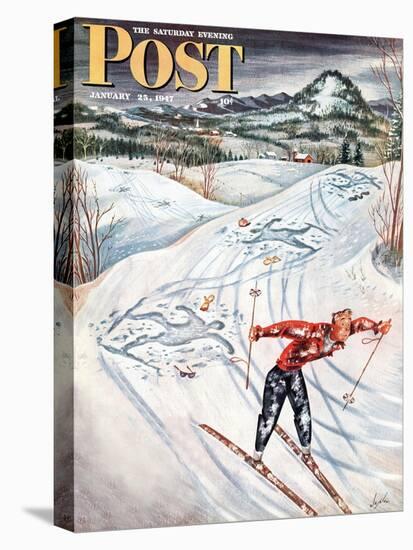 "Snow Skiier After the Falls," Saturday Evening Post Cover, January 25, 1947-Constantin Alajalov-Premier Image Canvas