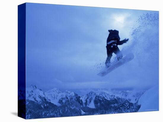 Snowboarder Heads Down, Paradise Area, Mount Rainier, Washington State, USA-Aaron McCoy-Premier Image Canvas