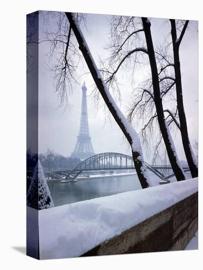 Snowfall in Paris: Passerelle Debilly and Eiffel Tower-Dmitri Kessel-Premier Image Canvas