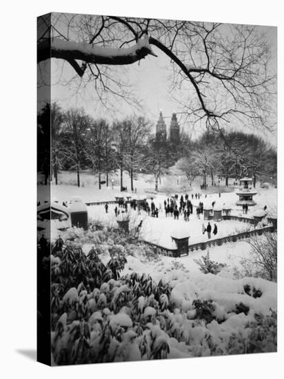 Snowing Evening Central Park, NYC-Walter Bibikow-Premier Image Canvas