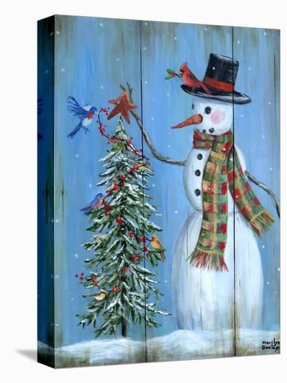 Snowman and Christmas Tree-Marilyn Dunlap-Stretched Canvas