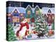 Snowman and Dogs Christmas Street-MAKIKO-Premier Image Canvas