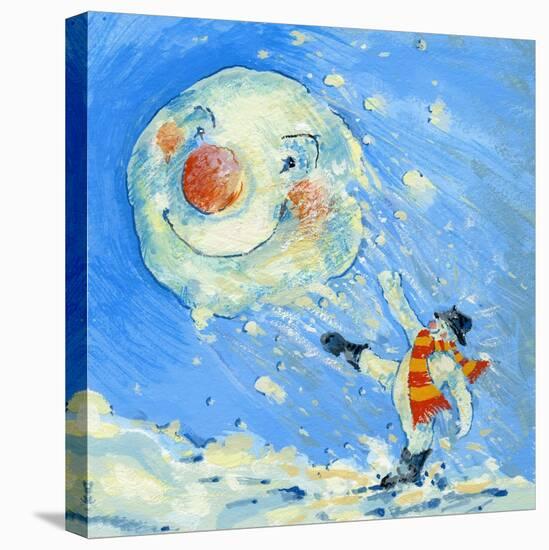 Snowman and Snowball-David Cooke-Premier Image Canvas