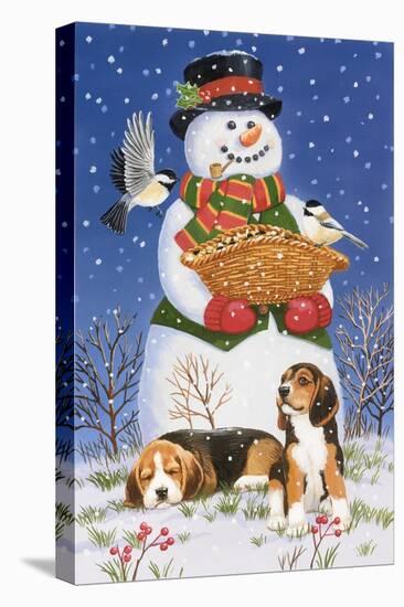 Snowman, Birds and Beagles-William Vanderdasson-Premier Image Canvas