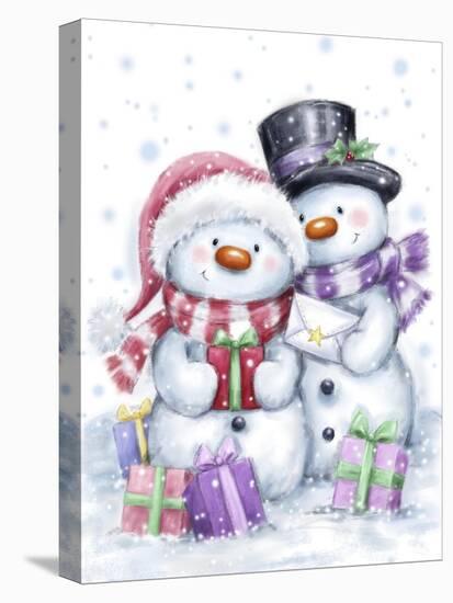 Snowman Couple and Presents-MAKIKO-Premier Image Canvas