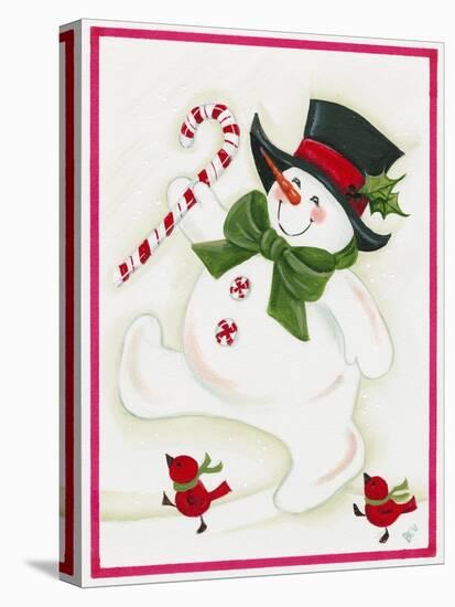 Snowman Marching with 2 Birds-Beverly Johnston-Premier Image Canvas