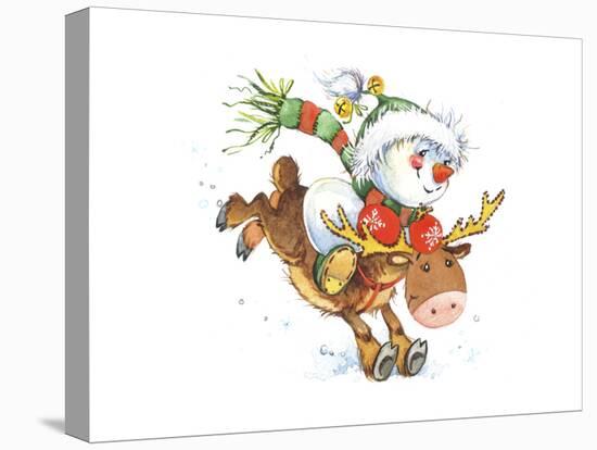 Snowman on a Reindeer-ZPR Int’L-Premier Image Canvas