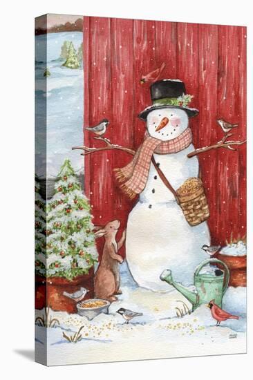 Snowman with Birds and Flurries-Melinda Hipsher-Premier Image Canvas