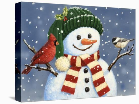 Snowman with Cardinal and Chickadee-William Vanderdasson-Premier Image Canvas