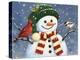 Snowman with Cardinal and Chickadee-William Vanderdasson-Premier Image Canvas