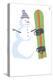 Snowman with Snowboard-Lantern Press-Stretched Canvas