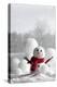 Snowman with Winter Snow Background-Sandralise-Premier Image Canvas