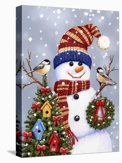 Snowman with Wreath-William Vanderdasson-Premier Image Canvas