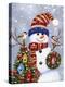 Snowman with Wreath-William Vanderdasson-Premier Image Canvas