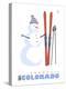 Snowmass, Colorado, Snowman with Skis-Lantern Press-Stretched Canvas